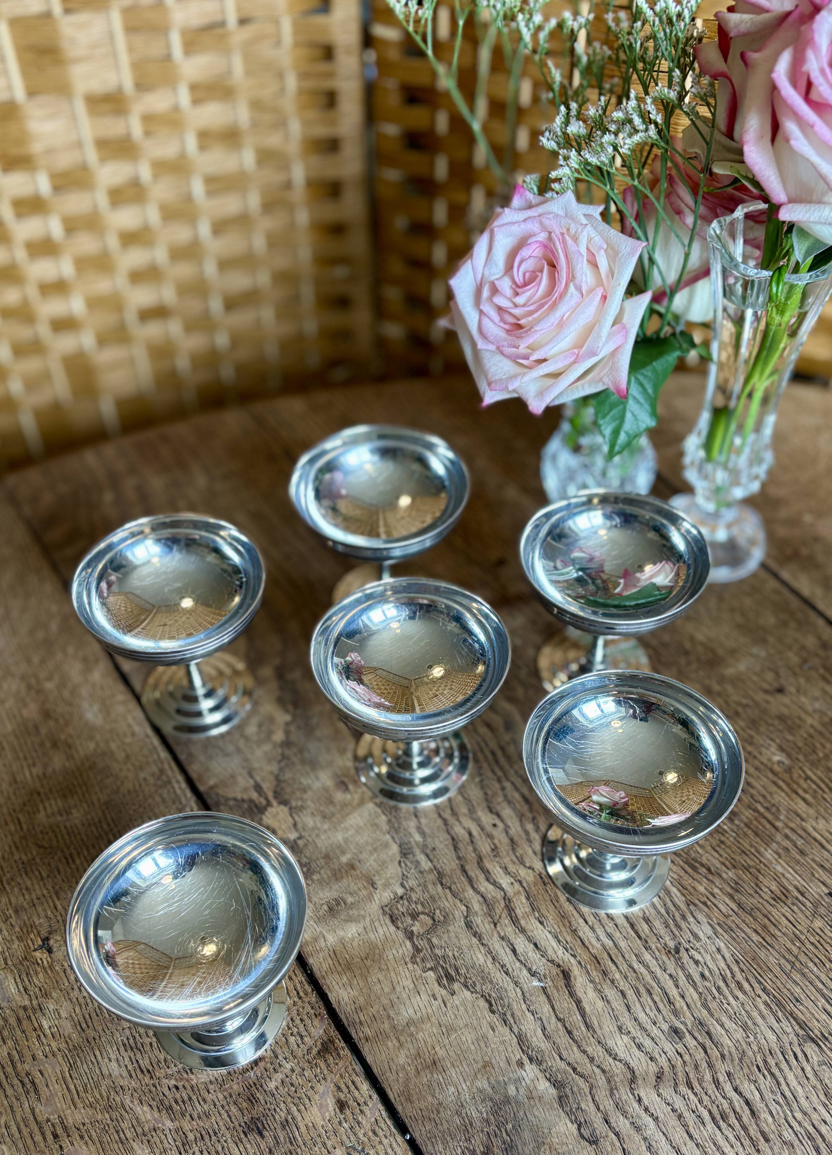 Set of 6 vintage stainless steel dessert bowls