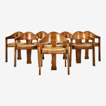 8 chaises de salle à manger italiennes, années 1950