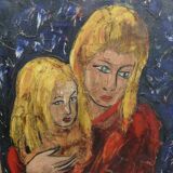 Tableau de Maurice Henry D'ANTY, portrait d'une mère et sa fille
