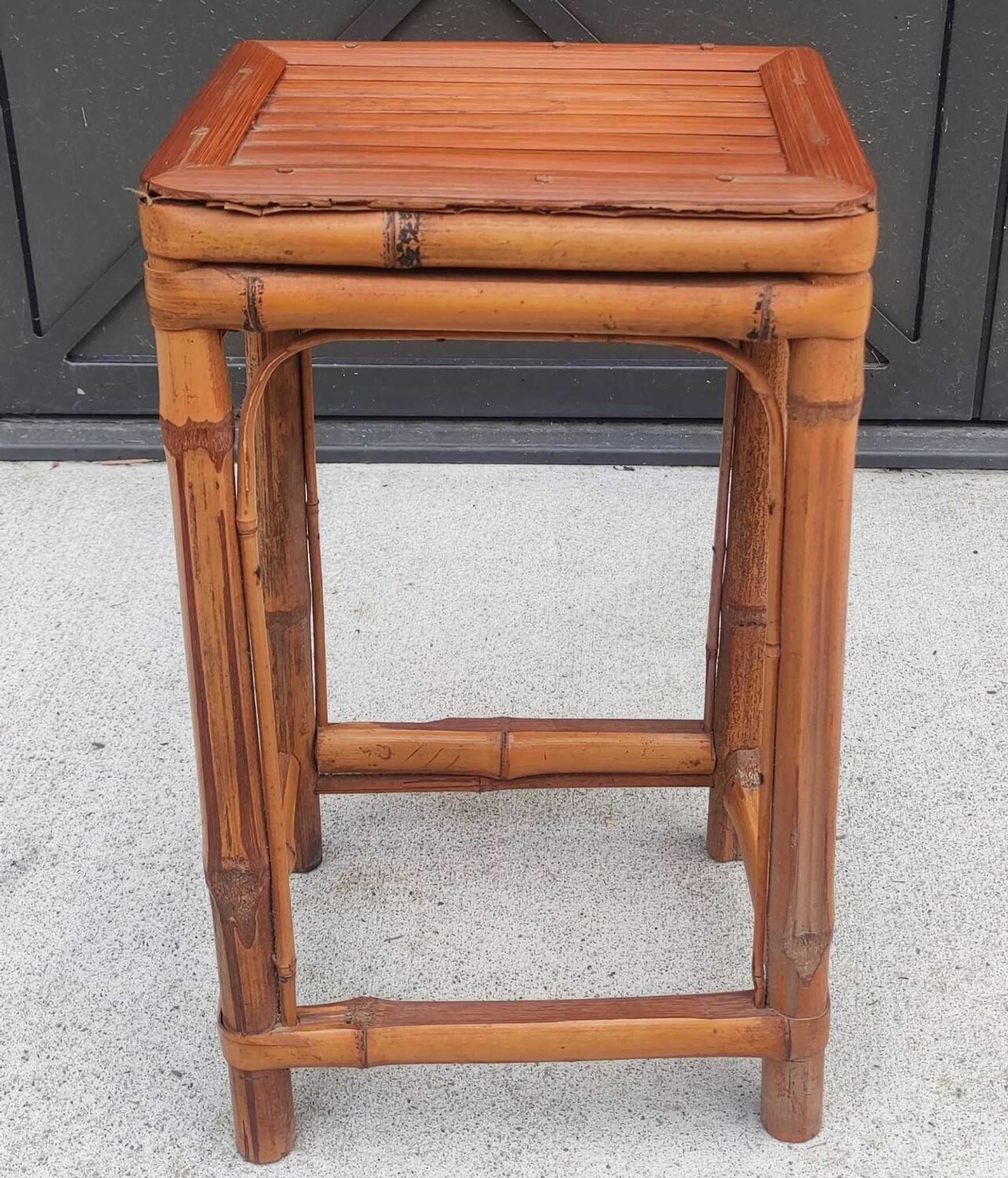 Vintage bamboo plant stand stool