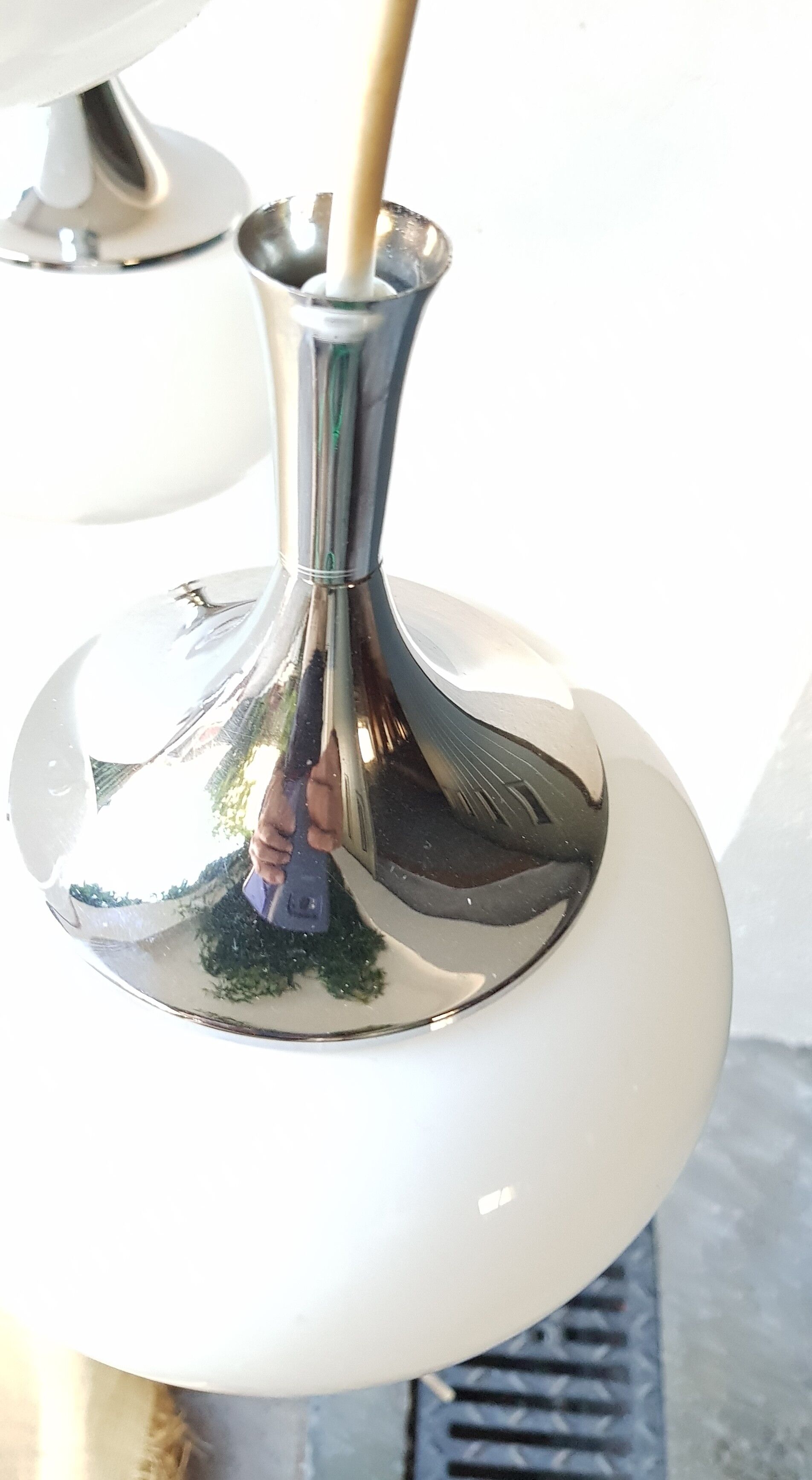 opaline and chrome metal chandelier 70