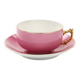 Tasse Art Déco avec soucoupe, porcelaine rose, Tchécoslovaquie, années 1950