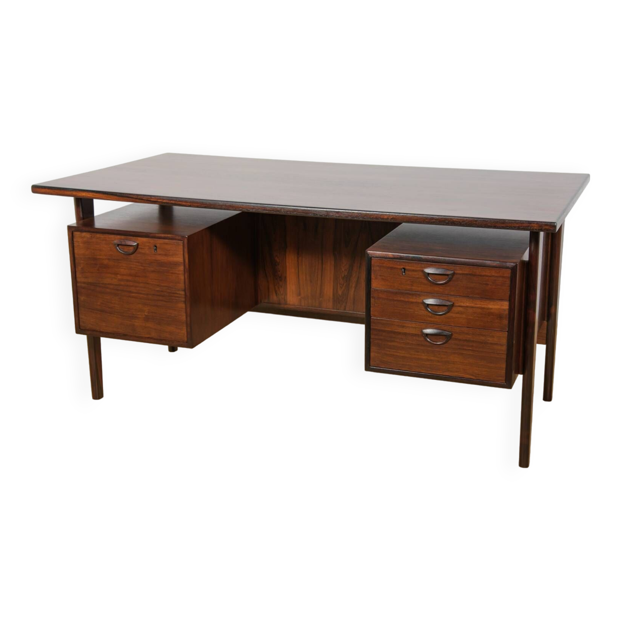 Mid-Century Freestanding Rosewood Desk by Kai Kristiansen for Feldballes Møbelfabrik, 1960s
