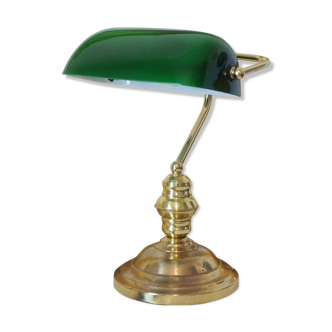 Vintage brass green opaline notary lamp