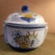 Earthenware candy dish with hand-decorated surfaces