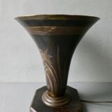 Art Deco cornet lamp, signed A Ducobu, narcissus