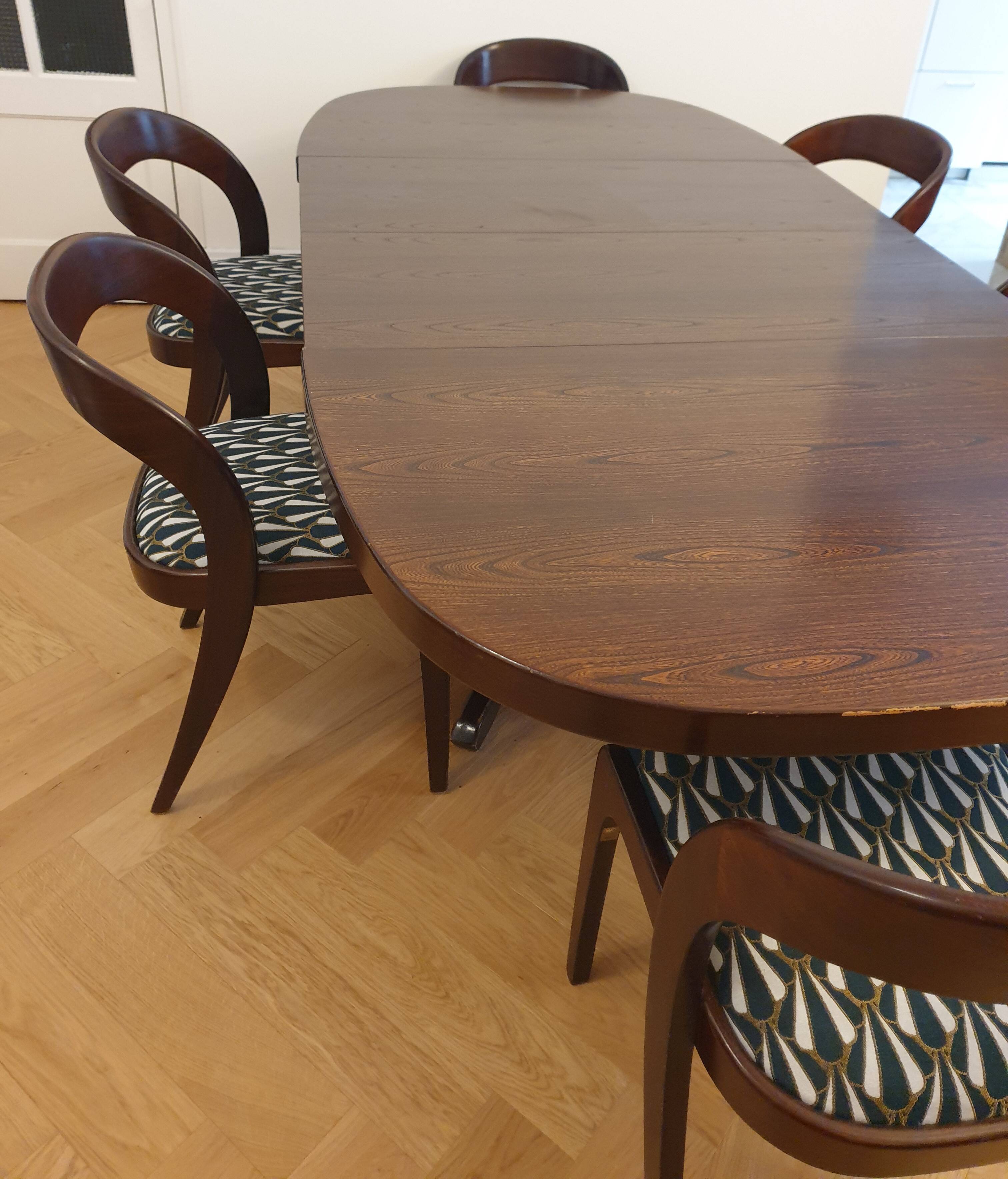 Table & 6 Baumann chairs model "gondole"