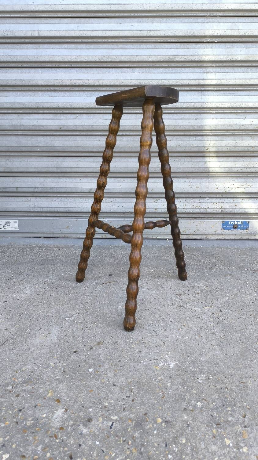 Turned wooden tripod stool 1950