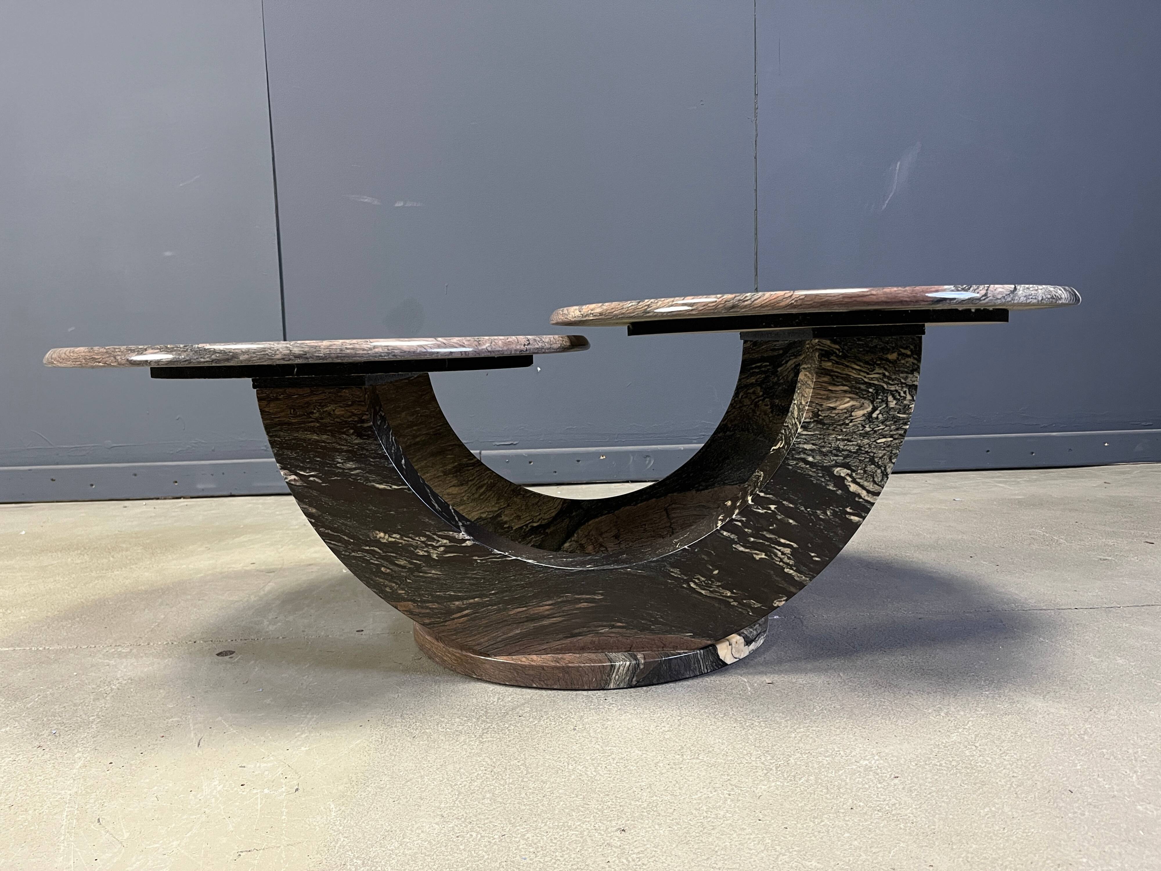 Vintage two tier marble coffee table, 1970s