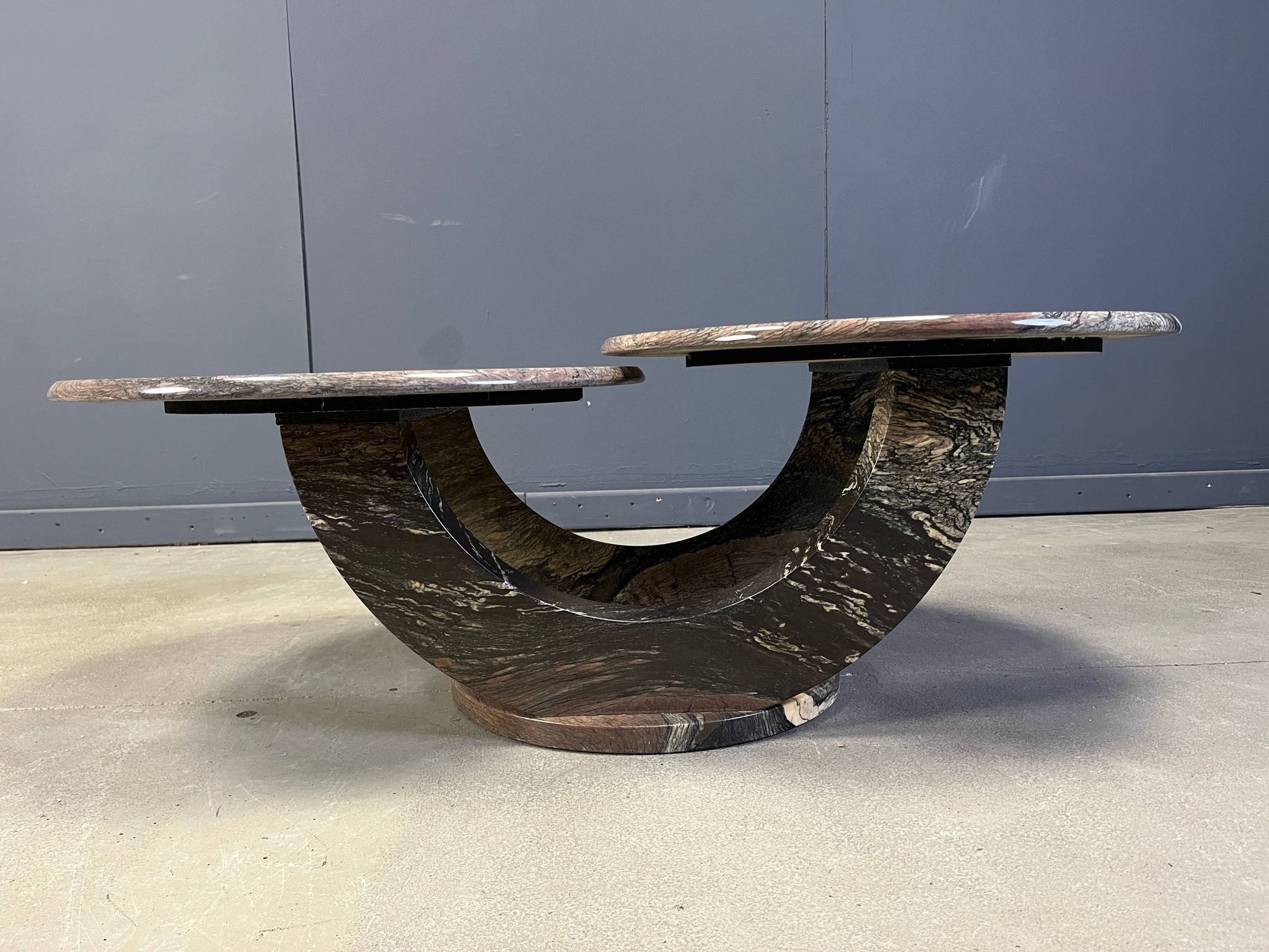 Table basse en marbre vintage à deux niveaux, années 1970