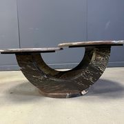Table basse en marbre vintage à deux niveaux, années 1970