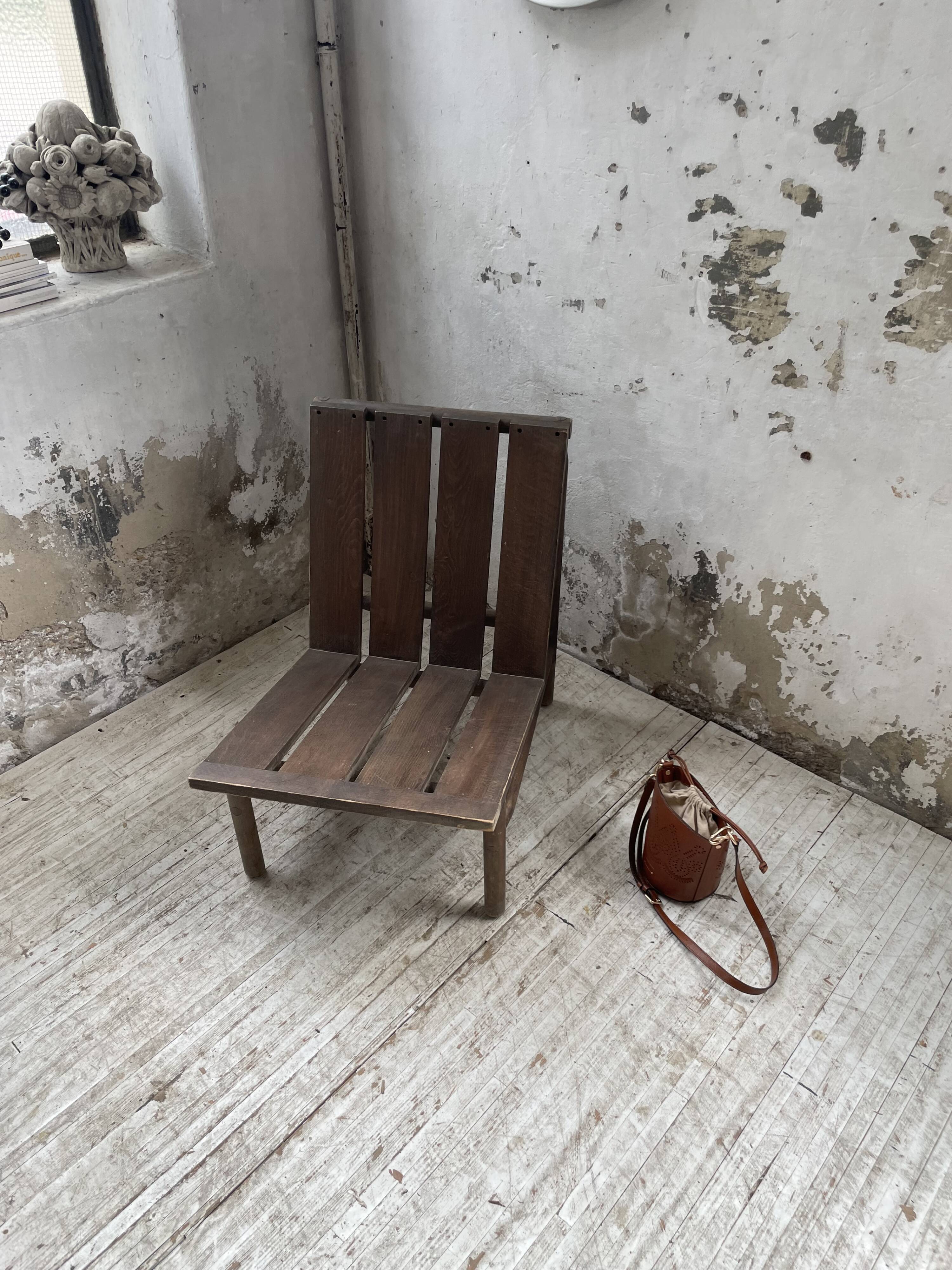 Modernist oak armchair