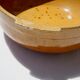 Pair of glazed ceramic salad bowls mustard LPM