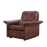 Brown leather armchair, Swiss design, 1970s, manufacture: De Sede