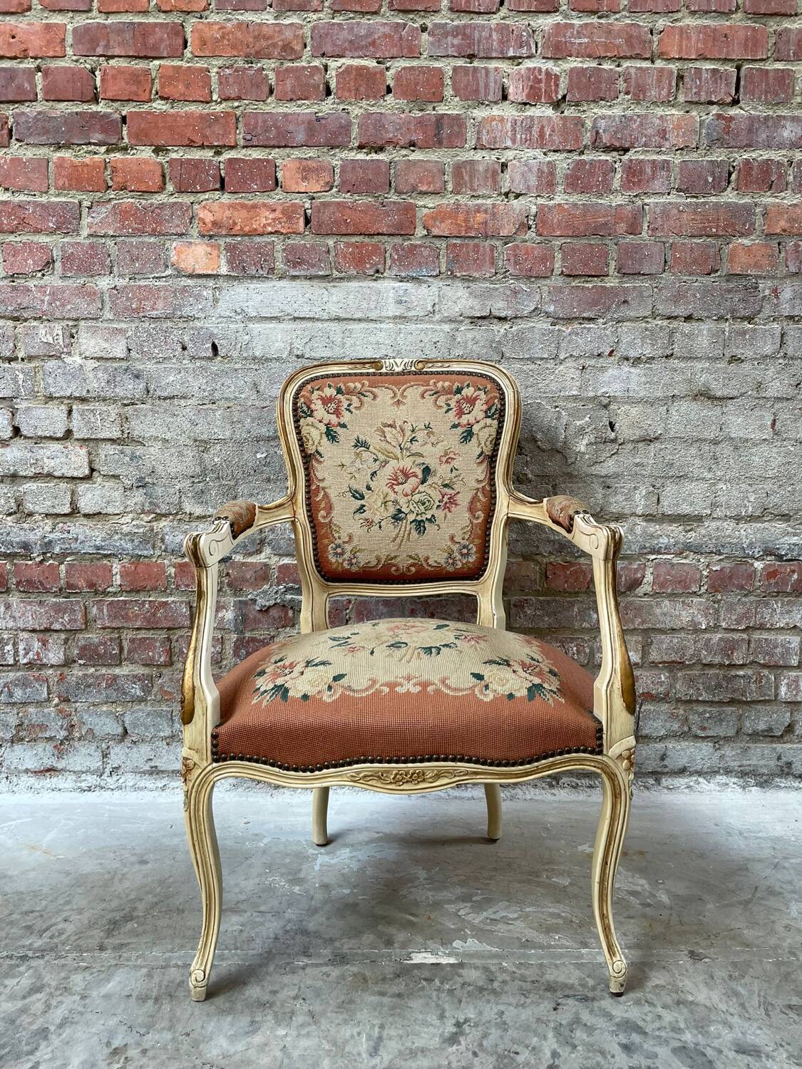 French Armchair with Floral Tapestry