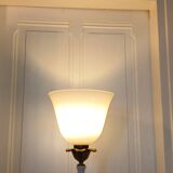 Vintage art deco opaline and bronze floor lamp