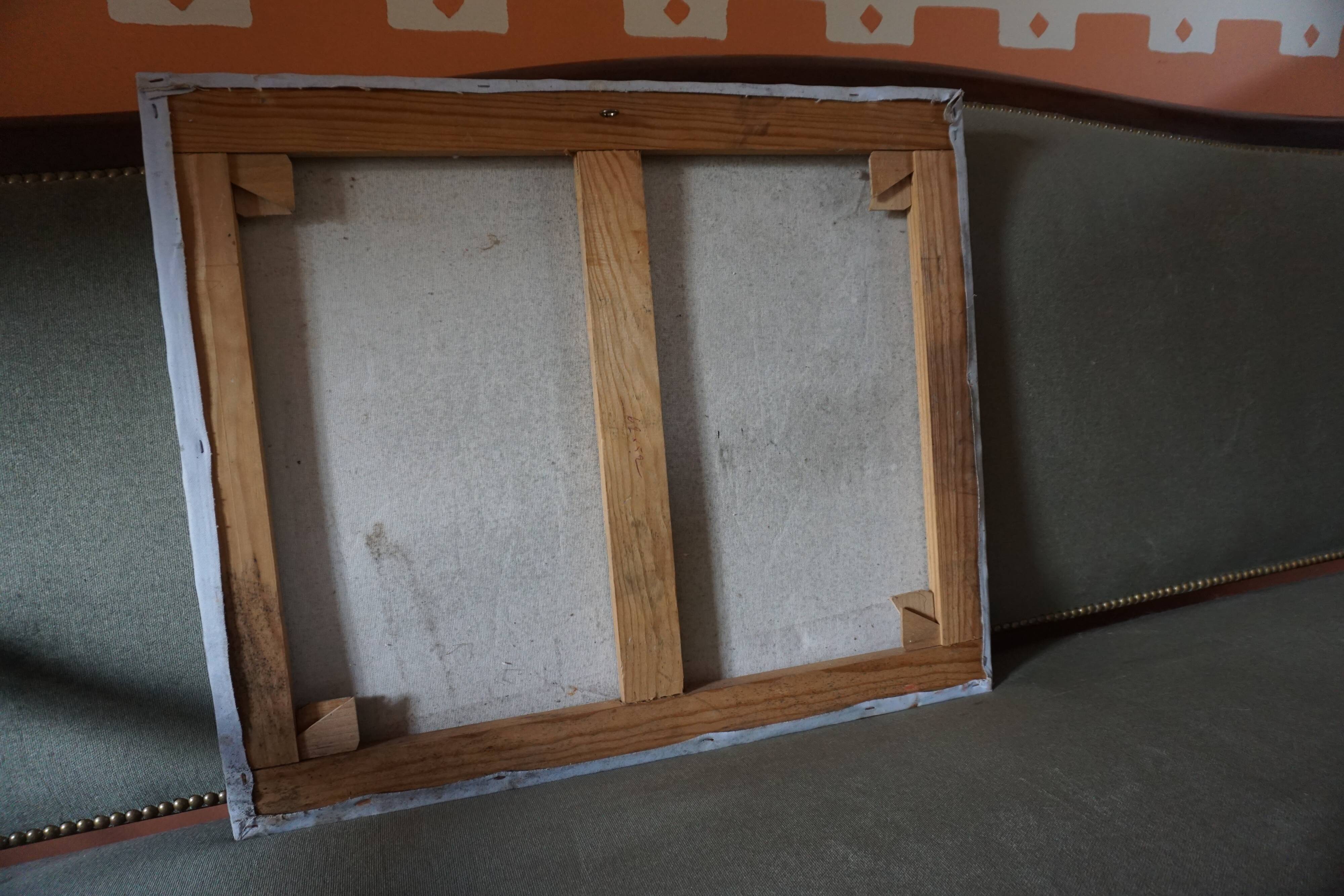 Oil on canvas street in the village of Cotignac (Provence)