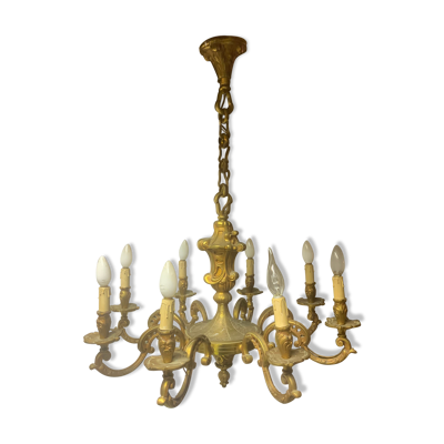 Lustre en bronze plein 8 branches