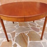Extendable round table Teak by Tricoire & Vecchione for TV cabinet Paris 1960