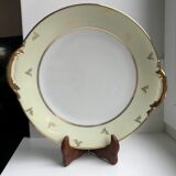 Cream and golden cake dish Limoges porcelain 50s