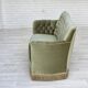 1960s, Danish 2-seater sofa, light green furniture velour, ash wood.