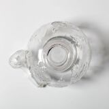 Vintage Glass Decanter: Roses Patterned Wine Carafe, Empoli Italy 1950s