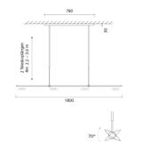 LED pendant light 180cm Baltensweiler Black