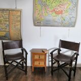 Folding leather screenwriter armchair