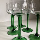 Lot 6 verre pied vert vintage