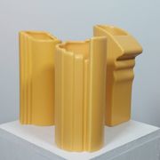 Three yellow vases in Memphis style by ASA Germany.