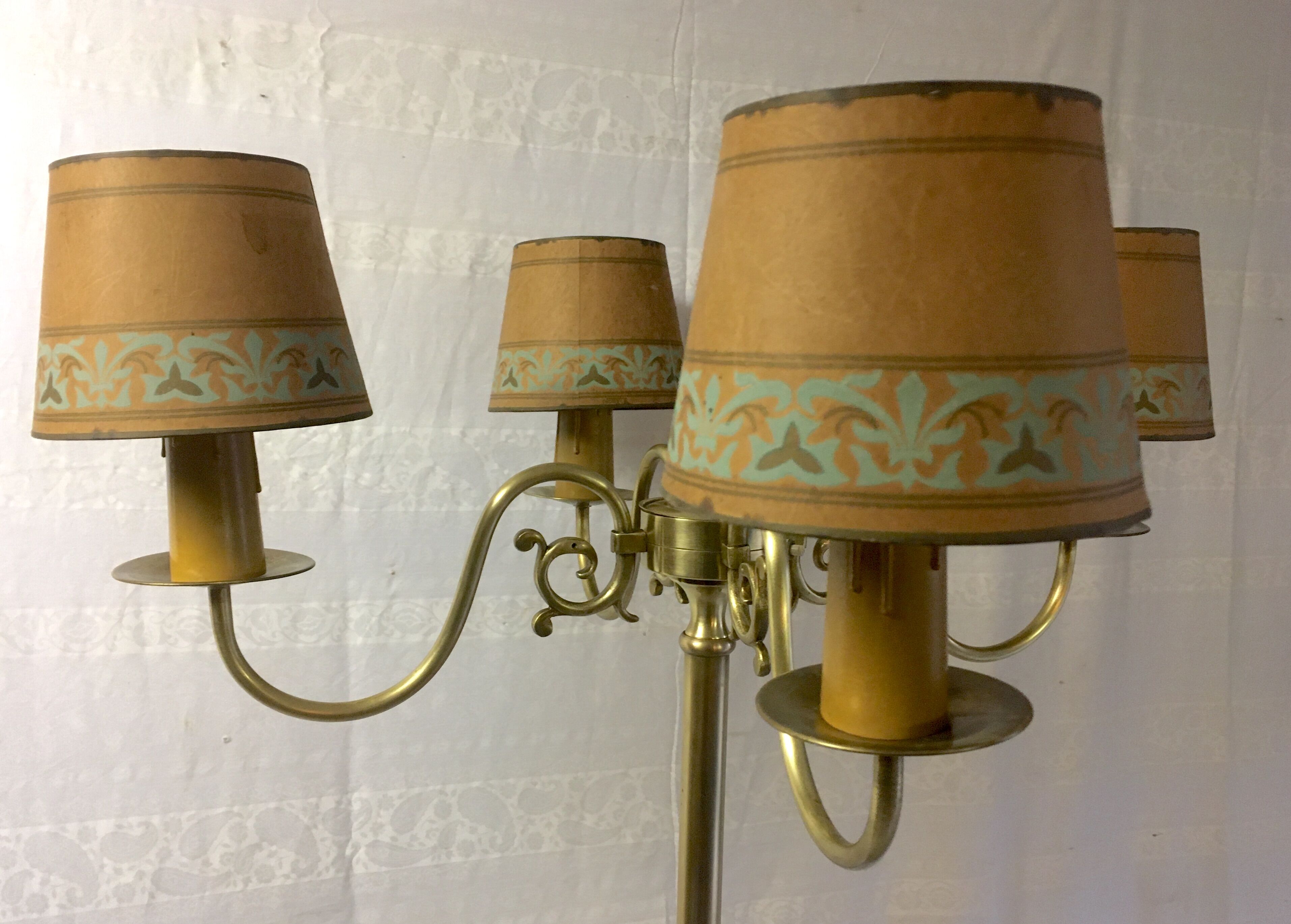 Lamppost 4 solid brass lights - mid-20th