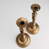 Set of two antique 19th century French copper candlesticks