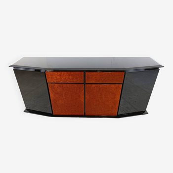 Buffet vintage en loupe de Paul Michel, 1980