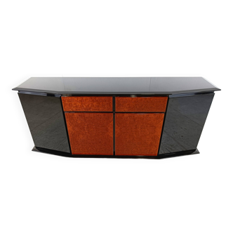 Buffet vintage en loupe de Paul Michel, 1980