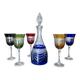 Service cristal couleur "Cristalleries de Lorraine" carafe et 5 verres