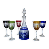 Crystal service in "Cristalleries de Lorraine" colour, carafe and 5 glasses.