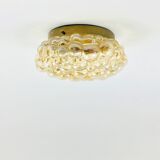 Mid-Century Amber Bubble Glass Flush Mount by Helena Tynell for Limburg, Germany, 1960s