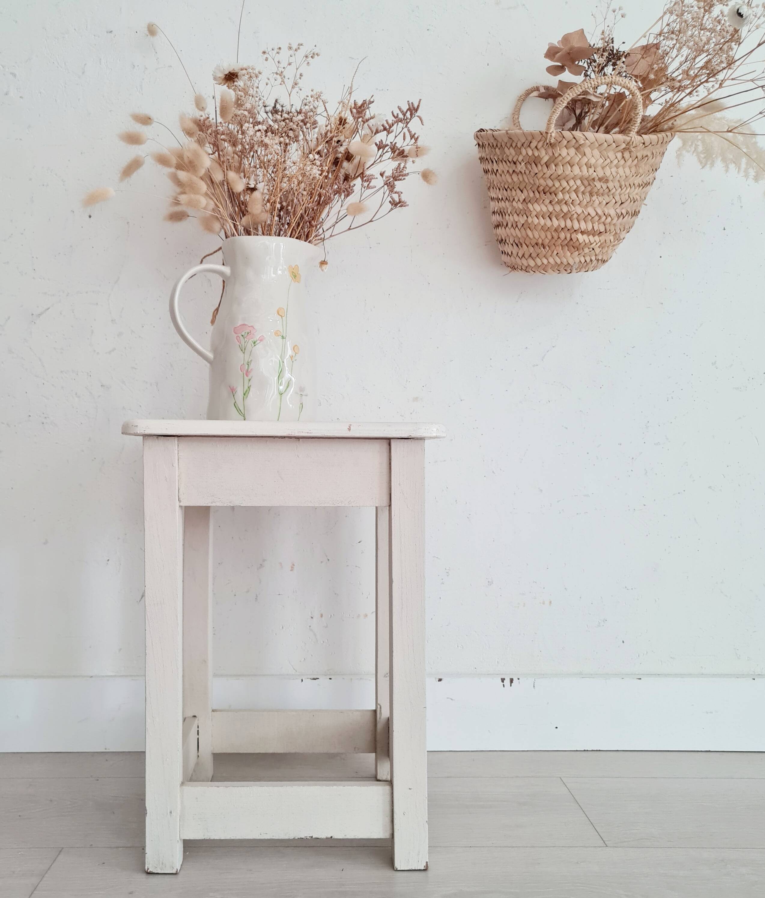 Old stool with white patina