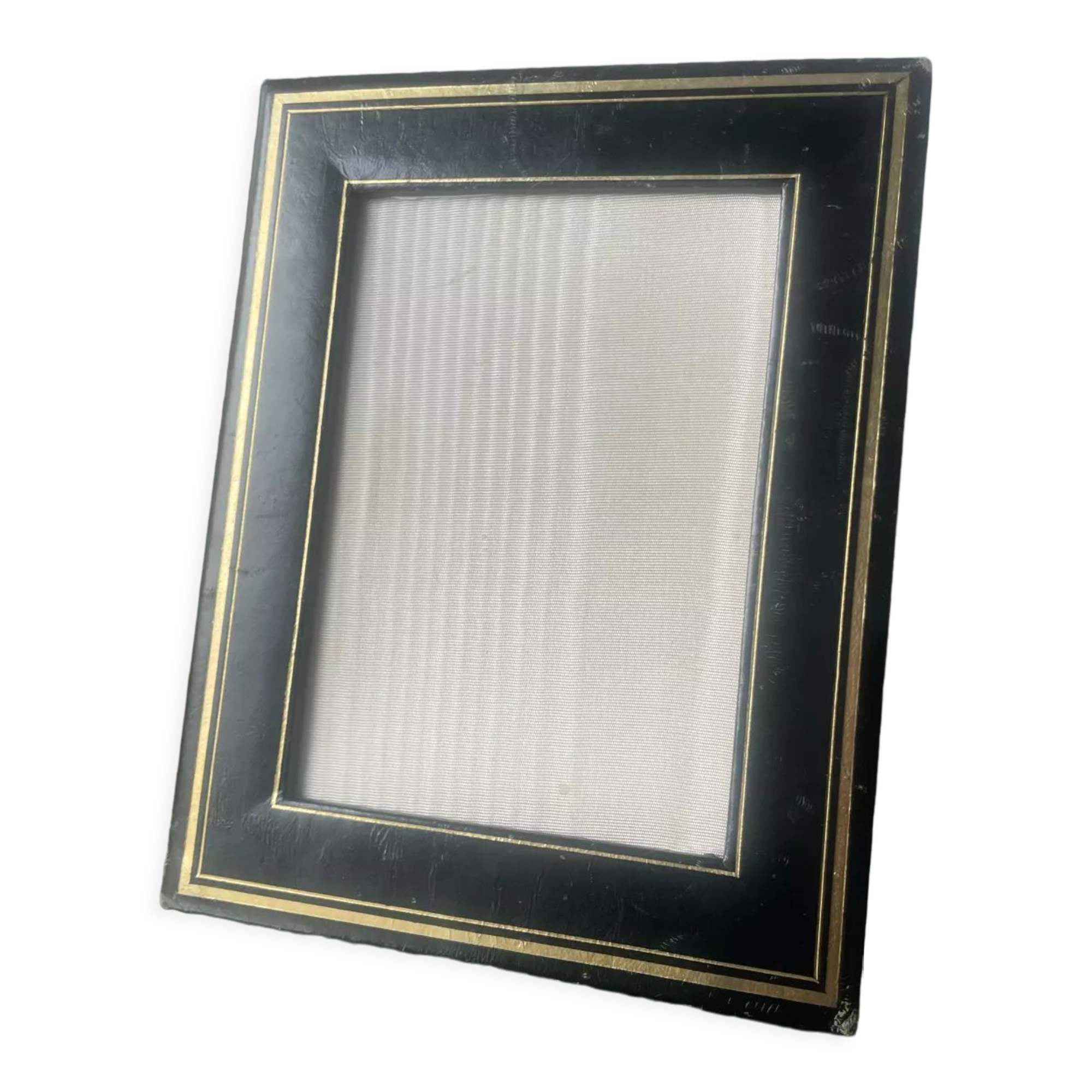 Antique black leather  with gilding frame measurements 19 cm x 15 cm