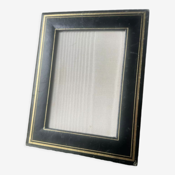 Antique black leather  with gilding frame measurements 19 cm x 15 cm