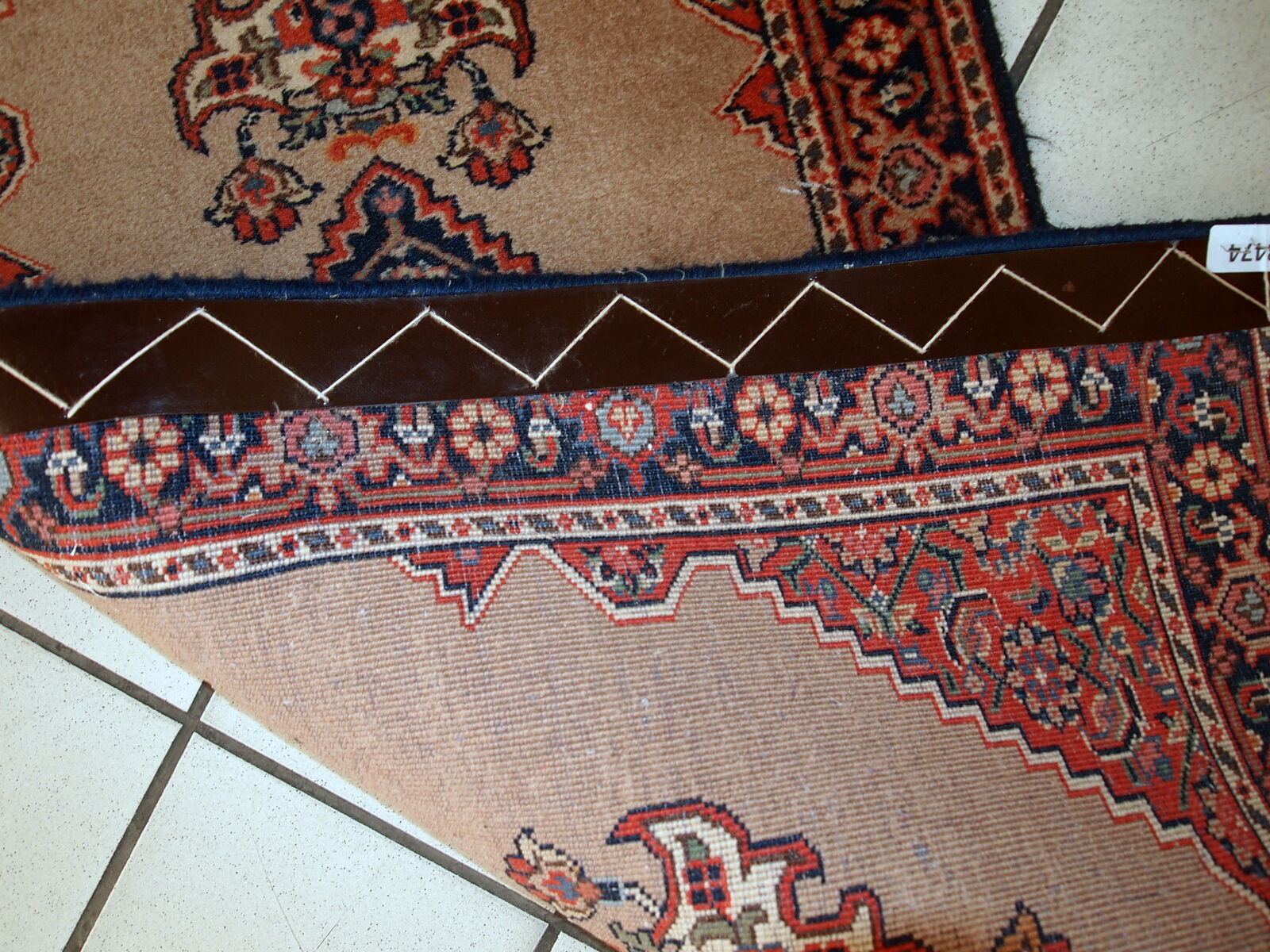 Vintage Indian Carpet Tabriiz handmade 60cm x 118cm 1960s