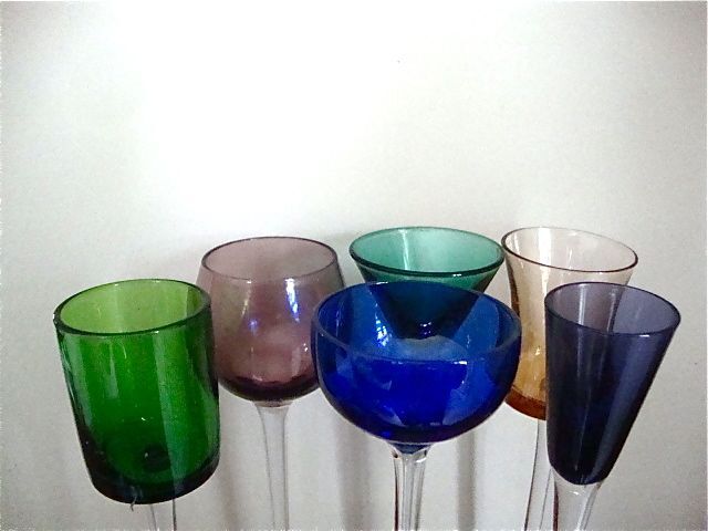 6 colorful chalices high on foot