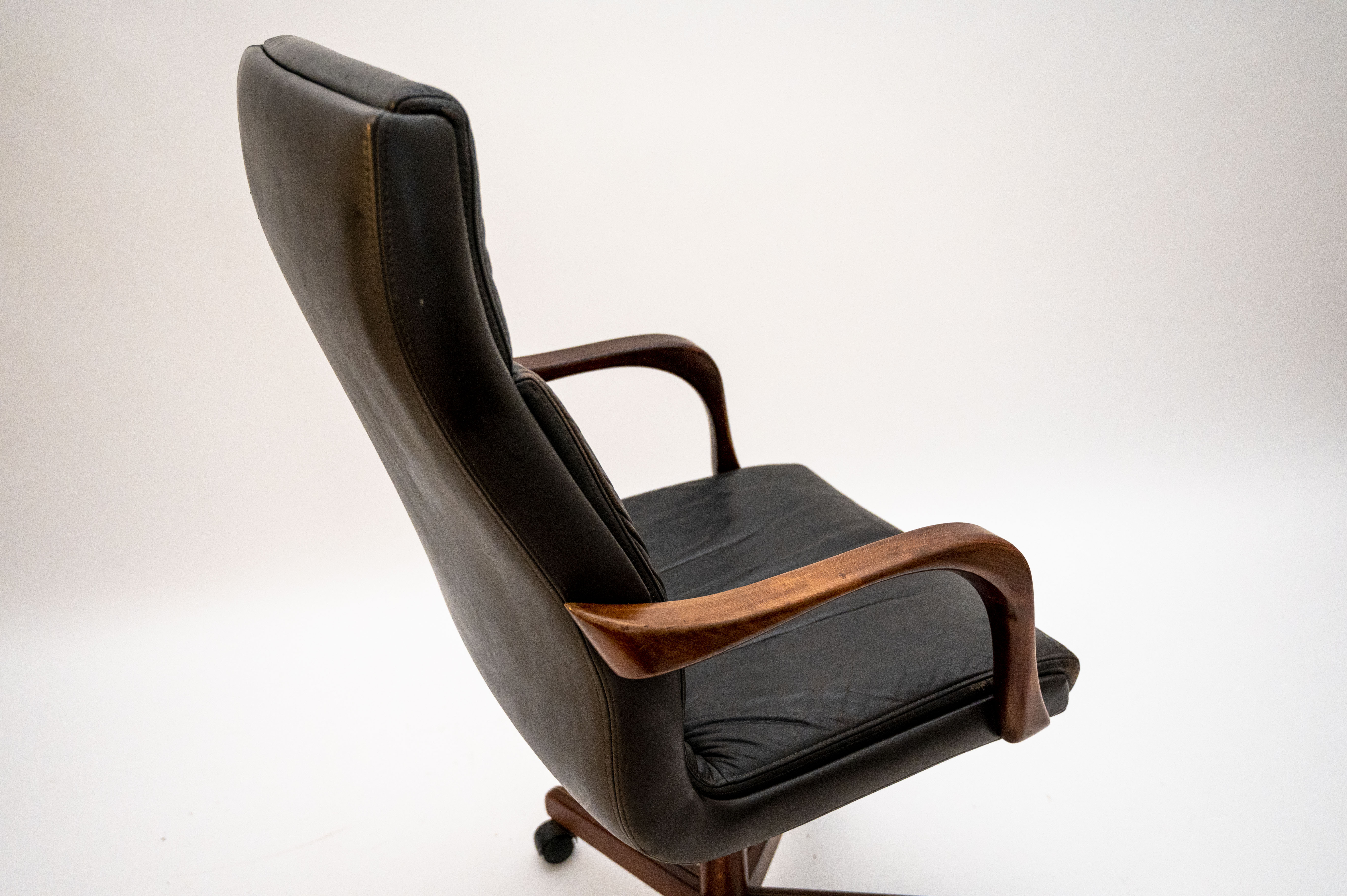 Fauteuil de bureau vintage en cuir