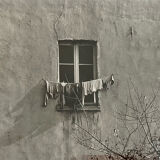 Laundry in the window, Silver print