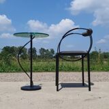 Vintage French design Artelano pedestal sidetable glass postmodern