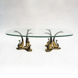 Brass Peacock Side Or Coffee Table Hollywood Regency Willy