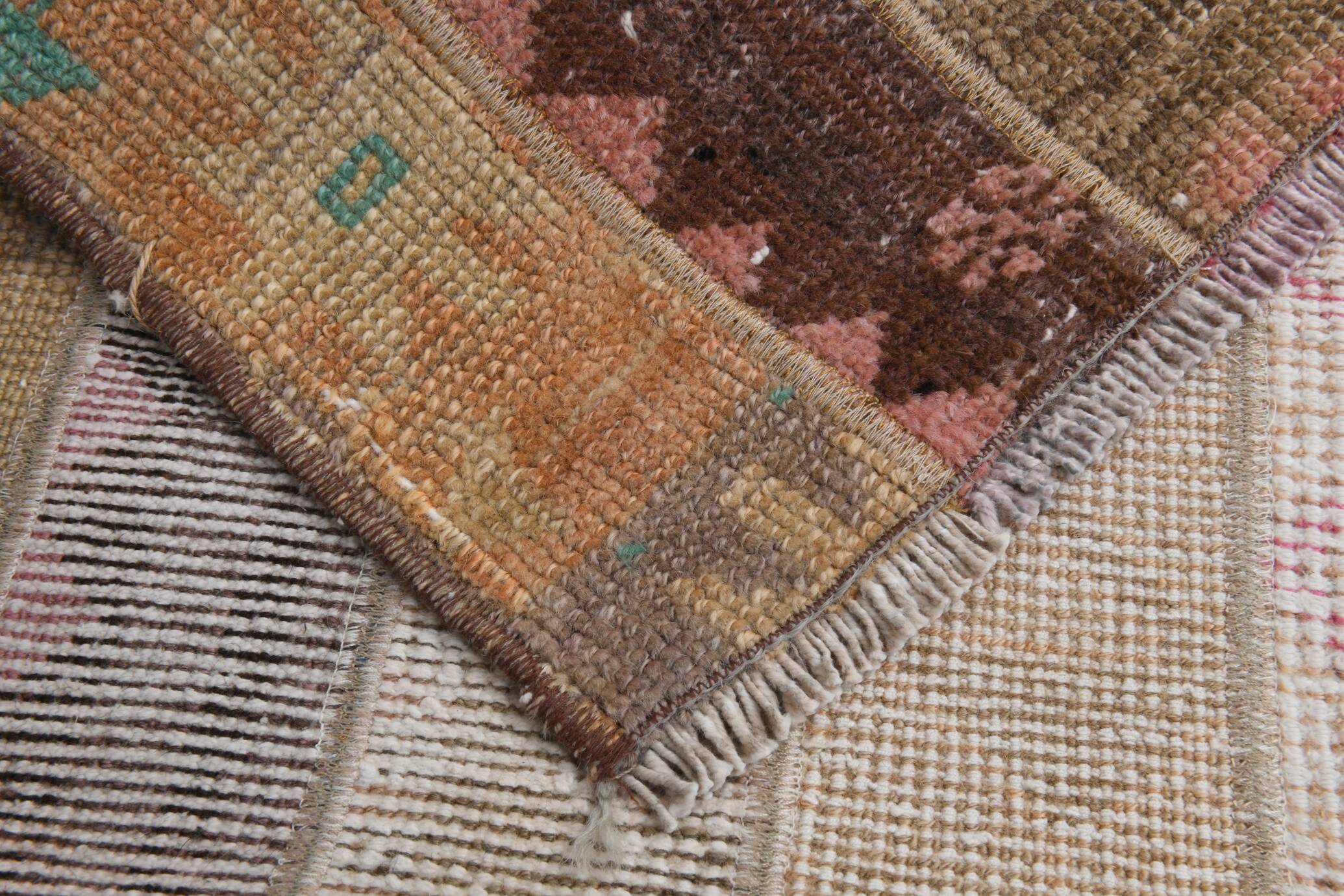 2x9 Brown Cream Persian Vintage Runner Rug, 65x265Cm