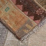 2x9 Brown Cream Persian Vintage Runner Rug, 65x265Cm