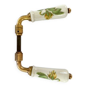 Poignées de porte en porcelaine fleurs jaunes