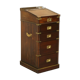 Bureau de campagne Davenport victorien antique en cuir avec galerie en laiton